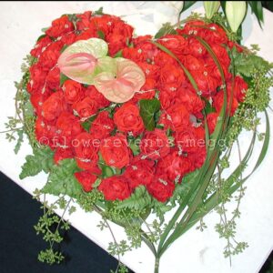 Heart of roses with pearl cord