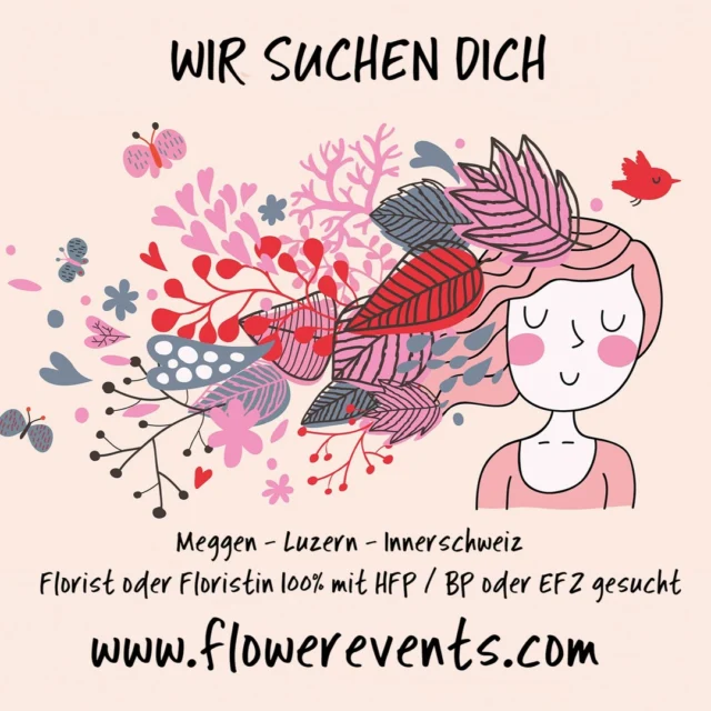 Bist Du Florist oder Floristin EFZ und Du suchst eine neue Herausforderung?
Du möchtest Deine floristischen Kenntnisse erweitern?
Die Vielseitigkeit einer zeitgenösischen Gestaltung liegt Dir am Herzen!
Tradition und gutes Handwerk sind Dir auch wichtig !
Dann haben wir eine interessante Stelle für Dich bereit.
Sende Deine Bewerbung an: info@flowerevents.com

#florist
#floraldesign
#swissflorist
#meisterfloristen
#flowerevents